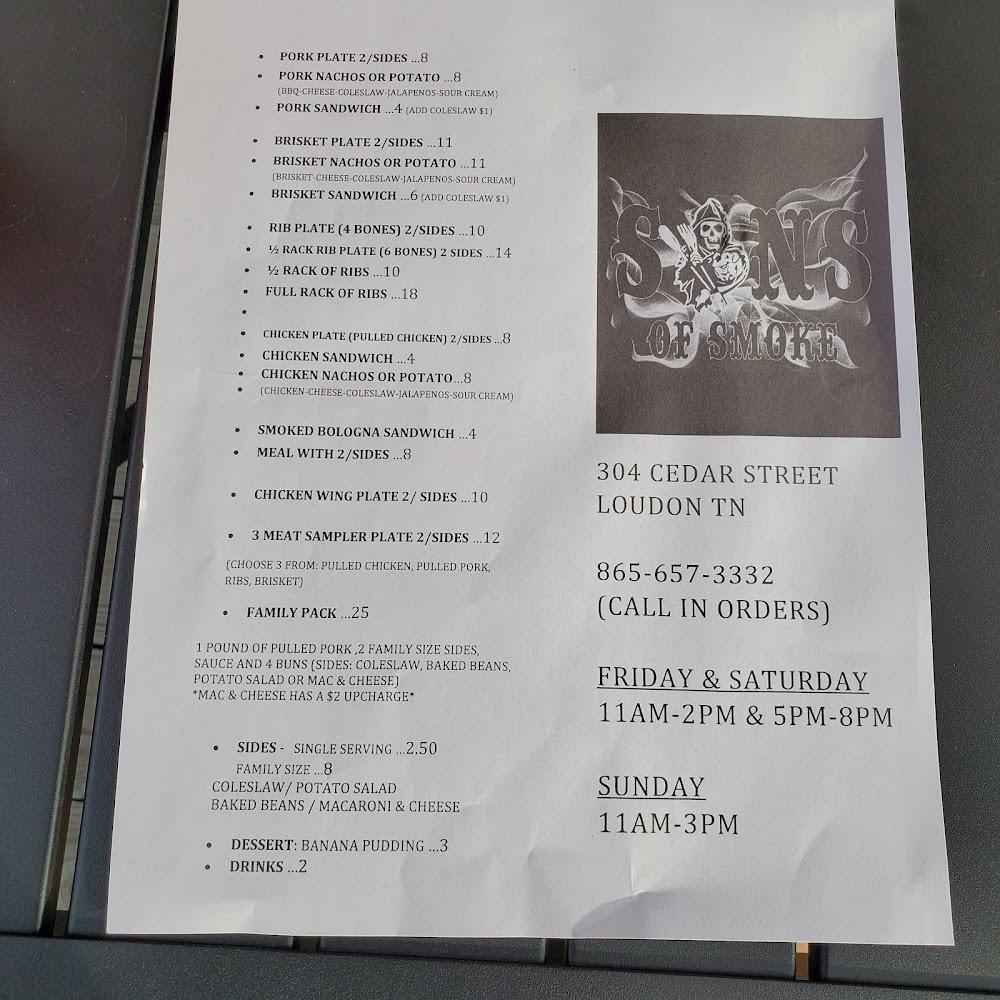Sons of Smoke Menu image 1
